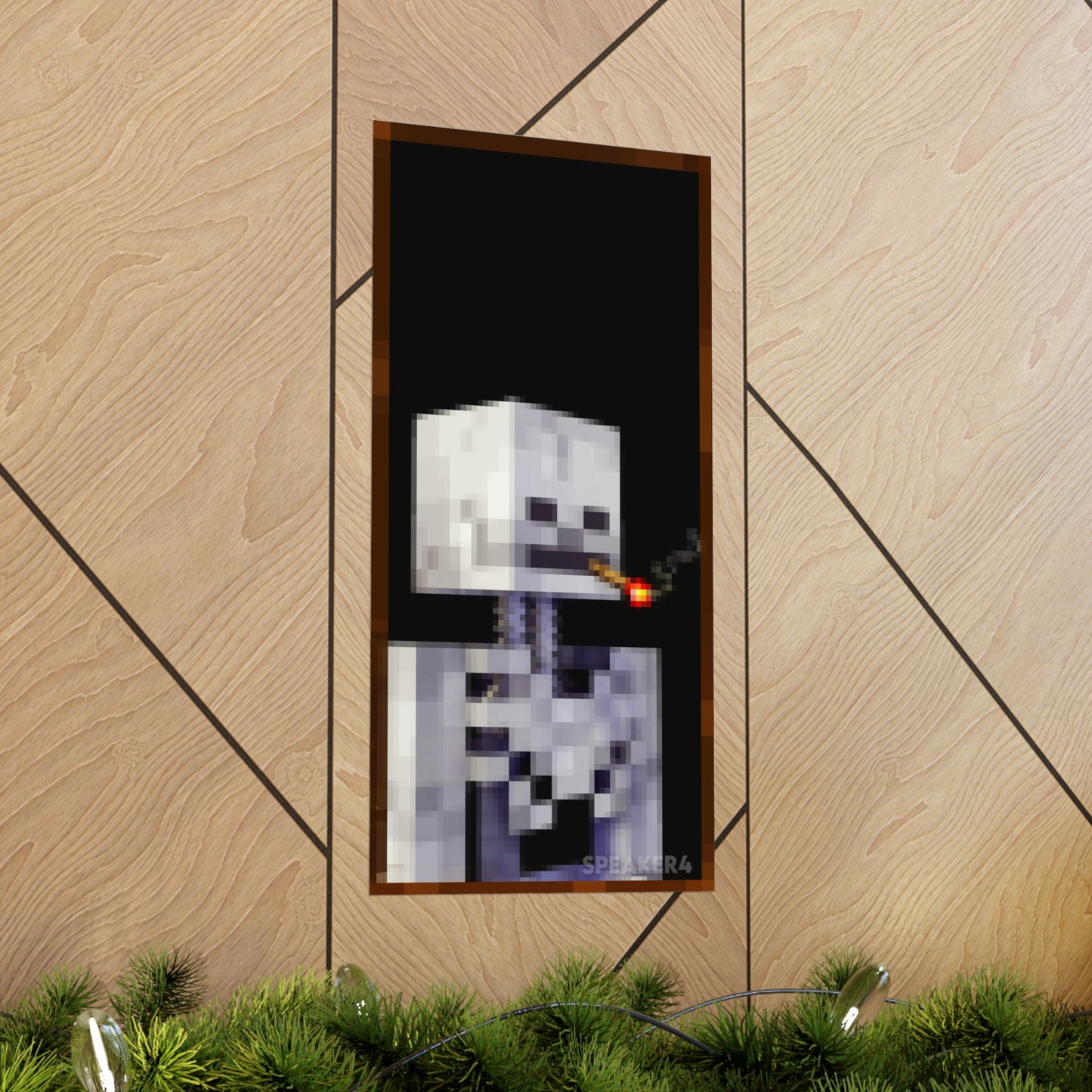 Skull of a Skeleton with Burning Redstone Torch - Matte Vertical Poster