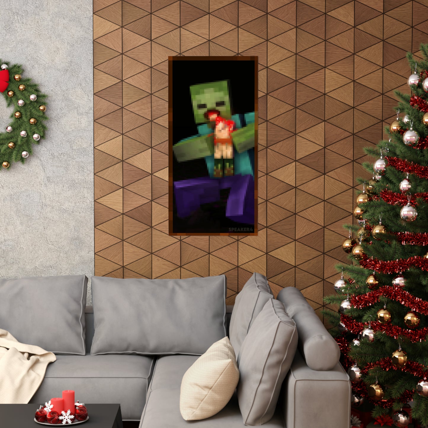 Minecraft Zombie Devouring His Son - Matte Vertical Poster