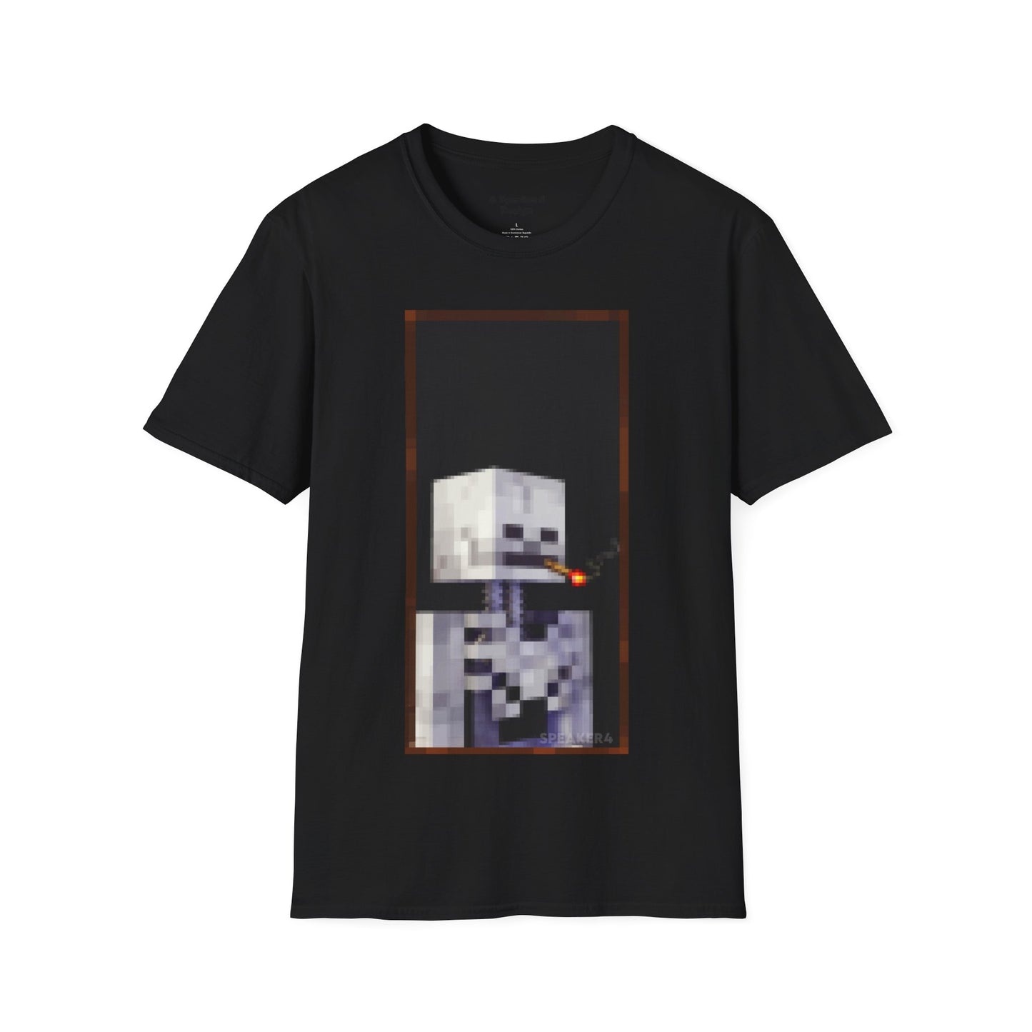 Skull of a Skeleton with Burning Redstone Torch - Unisex Softstyle T-Shirt