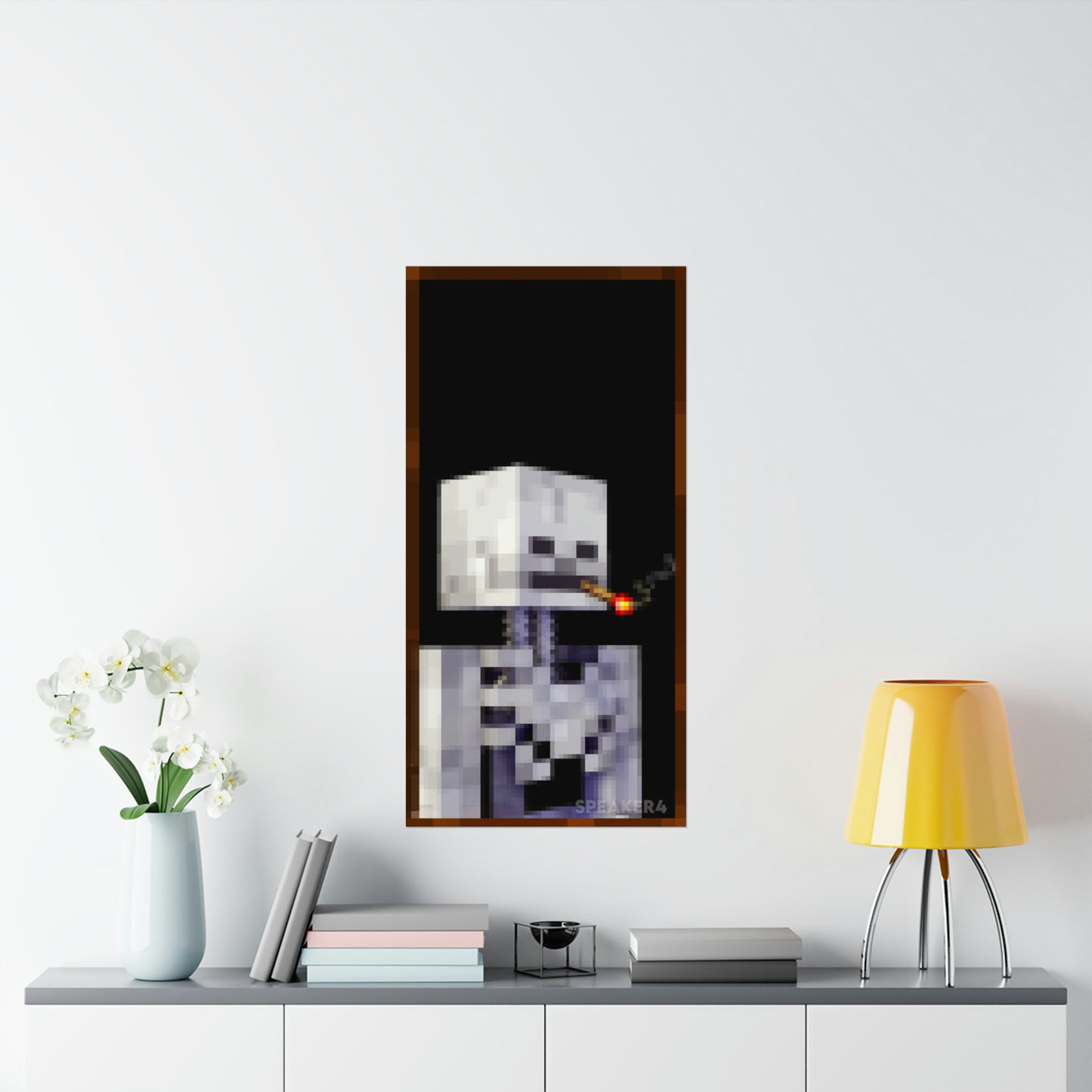 Skull of a Skeleton with Burning Redstone Torch - Matte Vertical Poster