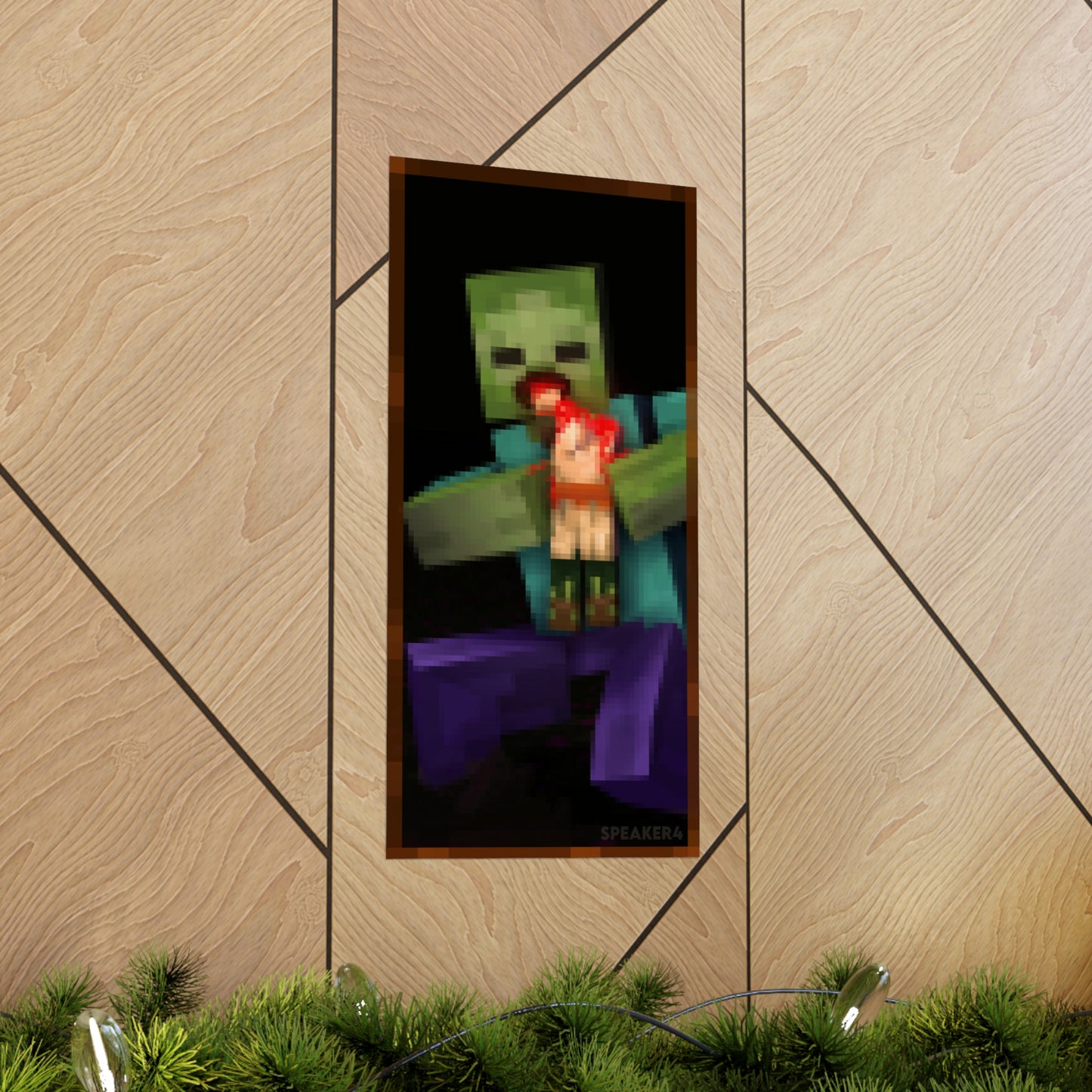 Minecraft Zombie Devouring His Son - Matte Vertical Poster