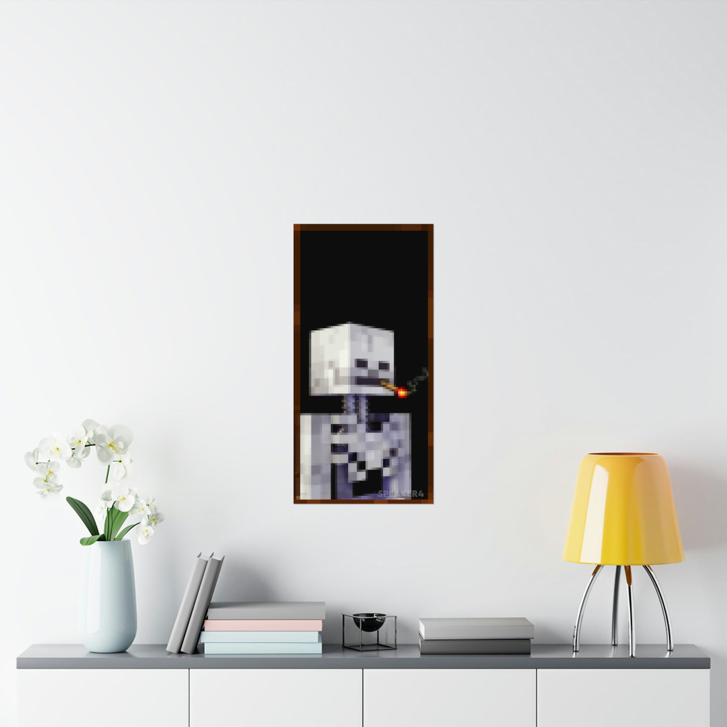 Skull of a Skeleton with Burning Redstone Torch - Matte Vertical Poster