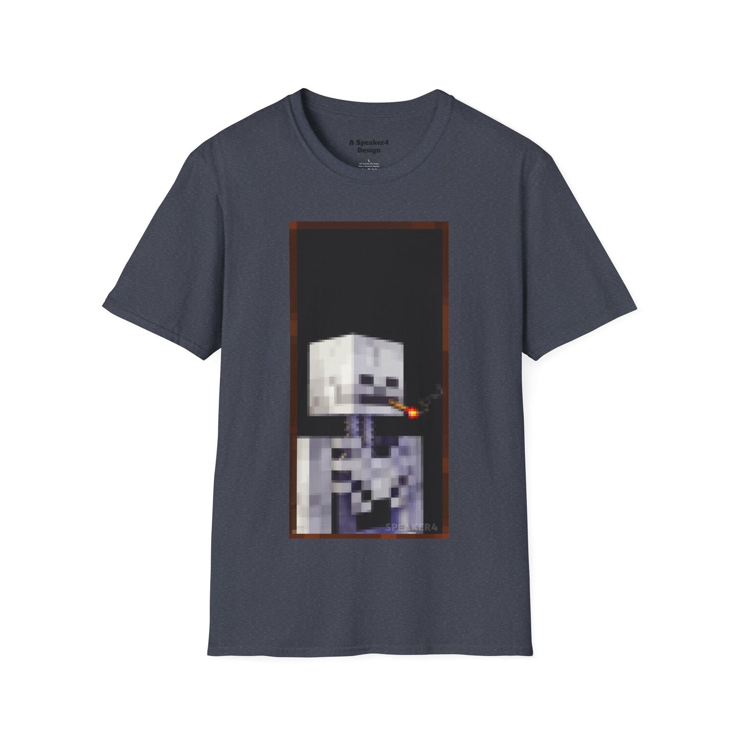 Skull of a Skeleton with Burning Redstone Torch - Unisex Softstyle T-Shirt