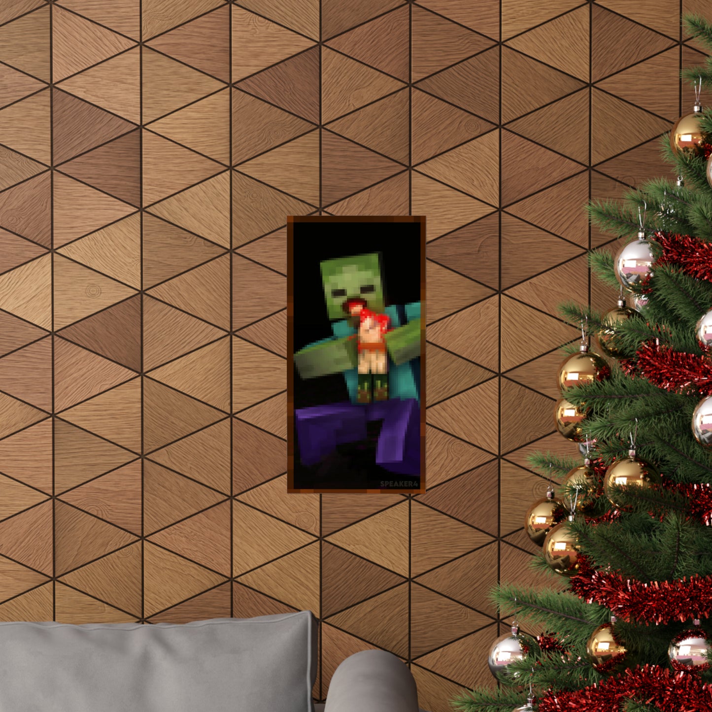 Minecraft Zombie Devouring His Son - Matte Vertical Poster