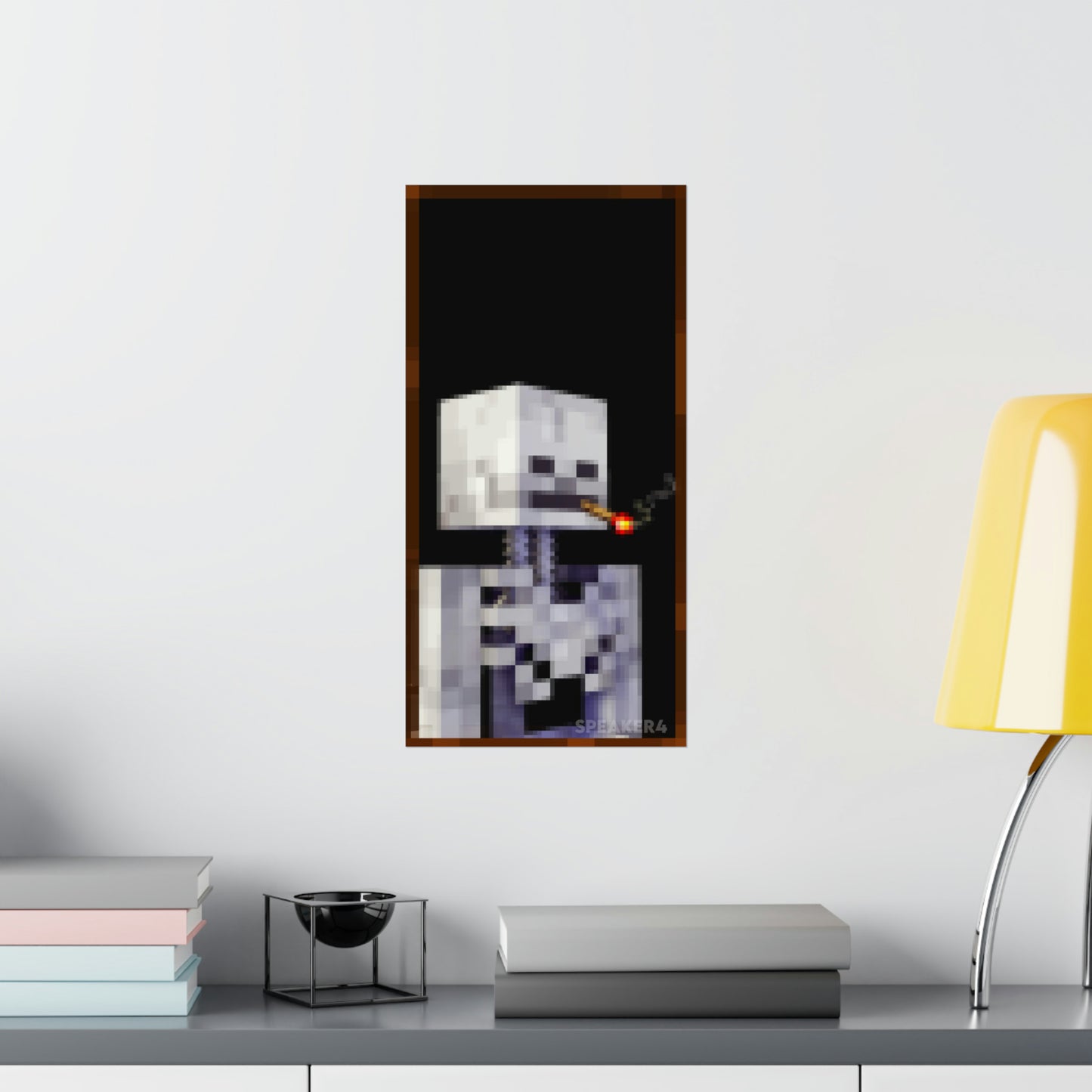 Skull of a Skeleton with Burning Redstone Torch - Matte Vertical Poster