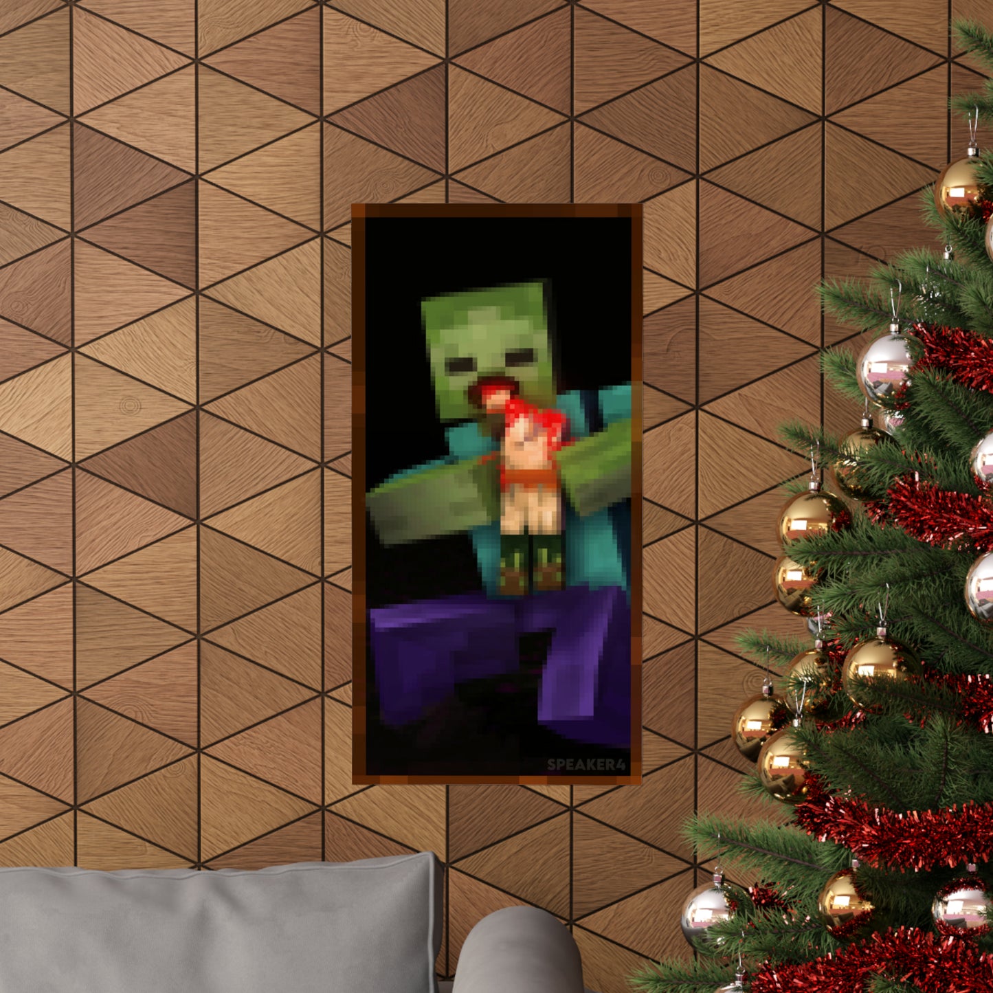 Minecraft Zombie Devouring His Son - Matte Vertical Poster